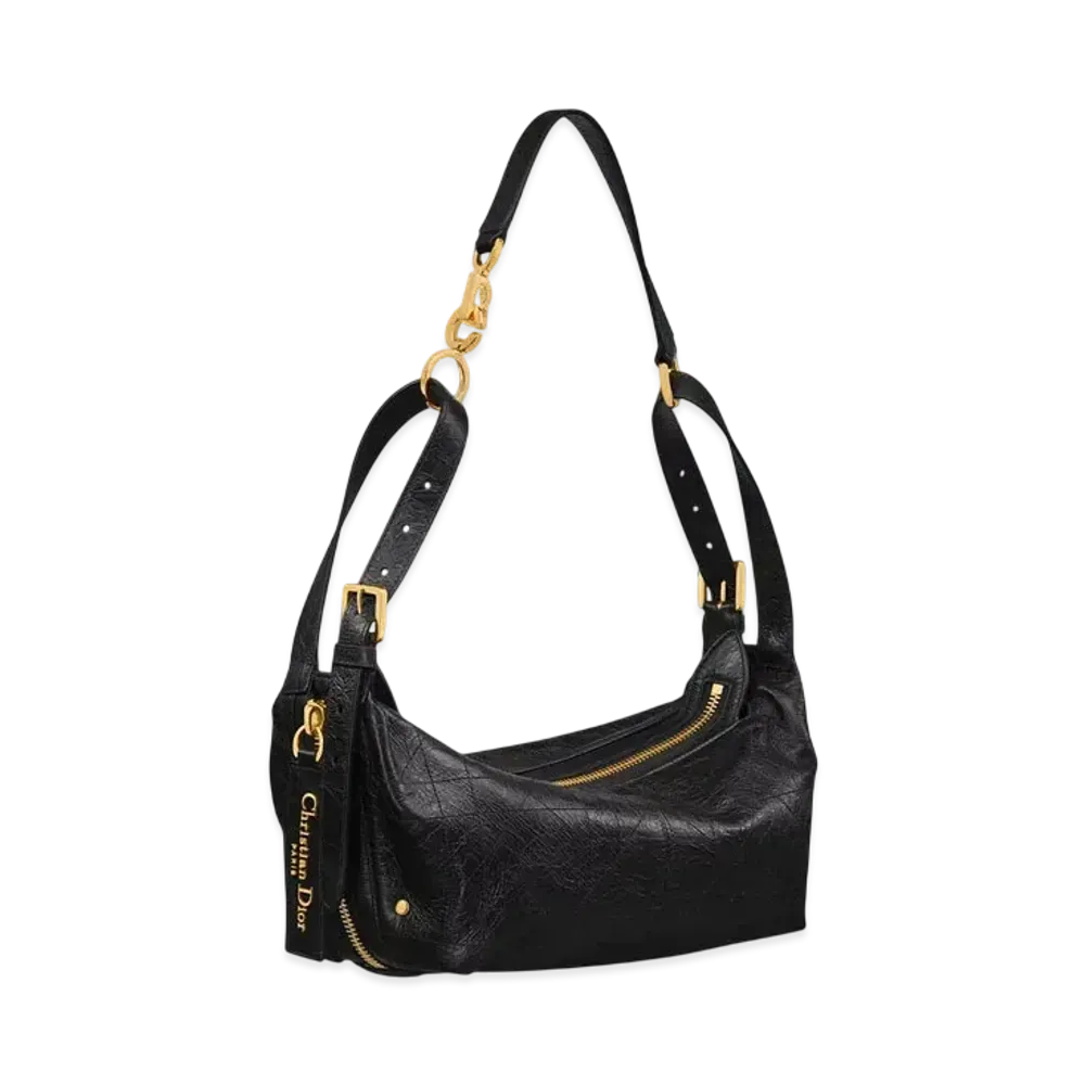 Dior Small D-Journey Bag in Crinkled Calfskin Flat Macrocannage "Black"