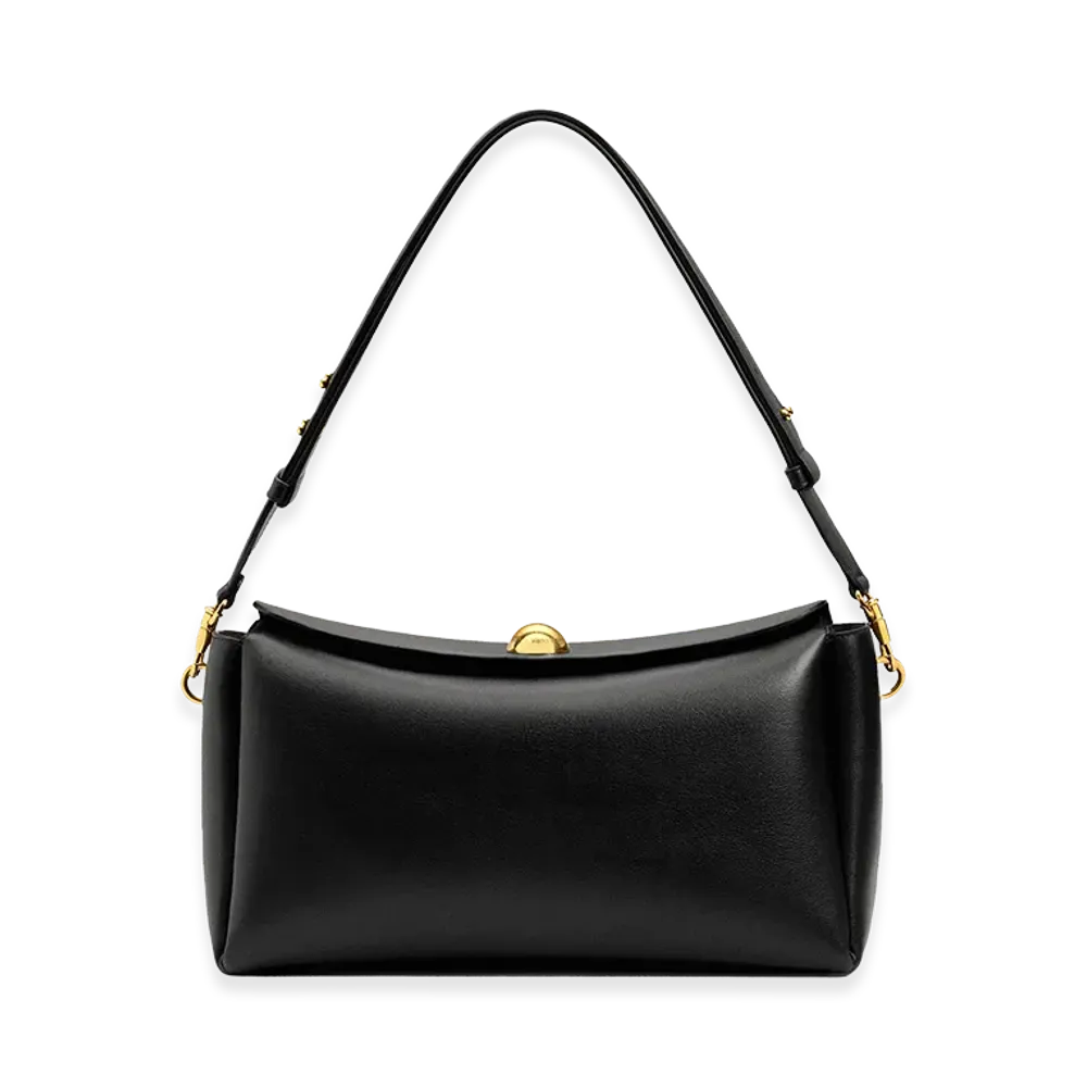 AMI PARIS Smooth Leather Carrousel Medium Bag "Black"