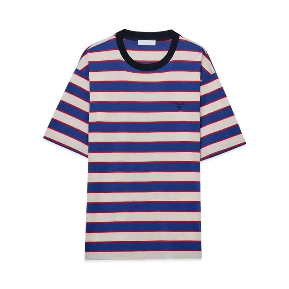 PRADA Men's Cotton T-Shirt "Off White/Blue"