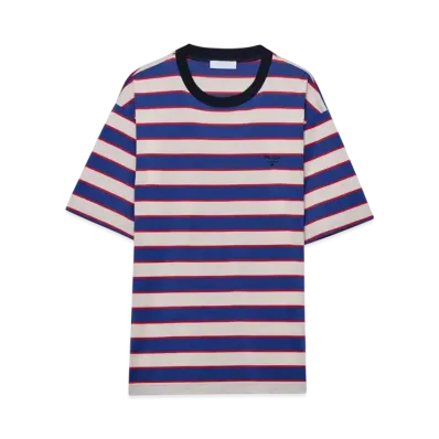 PRADA Men's Cotton T-Shirt "Off White/Blue"