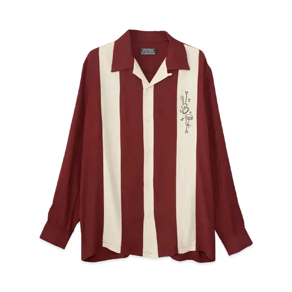 HYSTERIC GLAMOUR 50's Modern Embroidery Open Collar Shirt "Red"