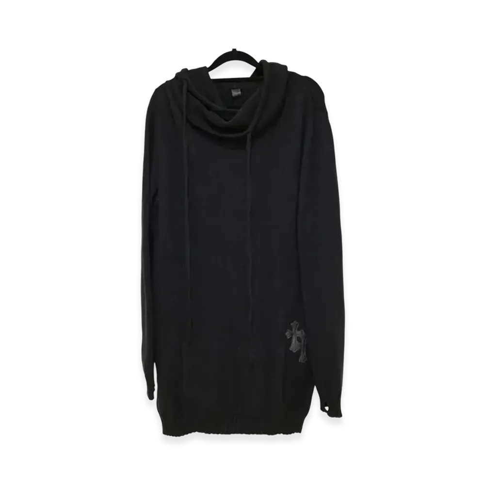 Chrome Hearts Y NOT Cross Patch Cashmere Knit Long Hoodie "Black"