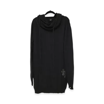 Chrome Hearts Y NOT Cross Patch Cashmere Knit Long Hoodie "Black"