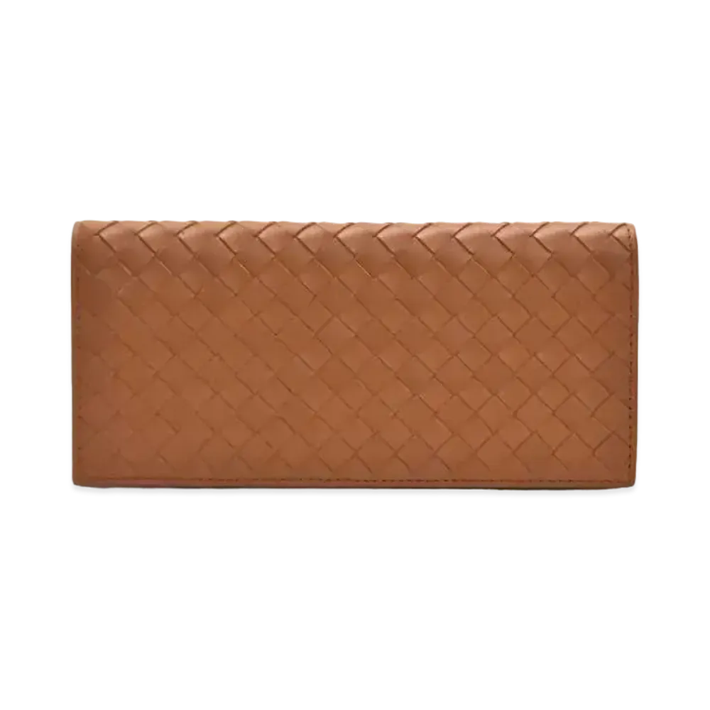 Bottega Veneta Intrecciato Continental Calfskin Bi-fold Wallet "Wood"