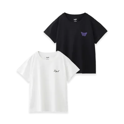 X-Girl Women's Logo And Butterfly 2P S/S Baby Tee "Murti"