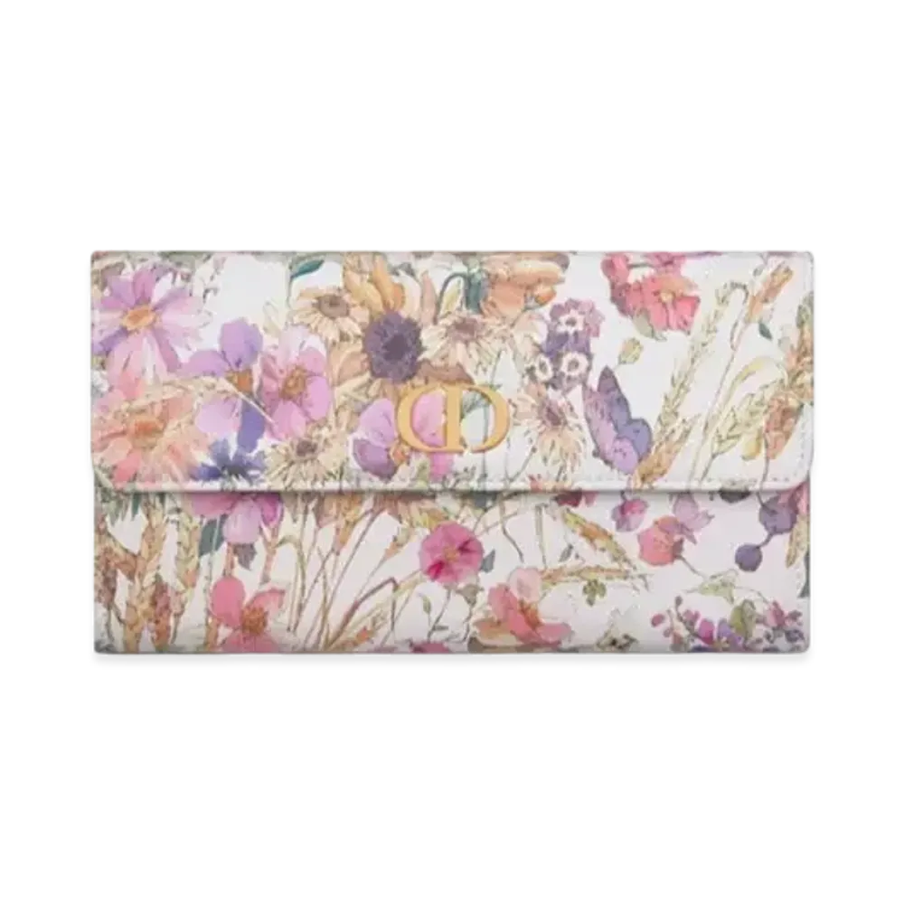 Dior Caro Long Flap Wallet Dior 4 Saisons Été Printed Calfskin "White/Multicolor"