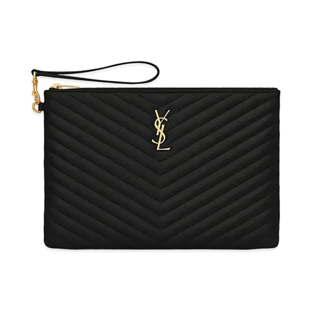 Saint Laurent Monogram Tablet Pouch In Matelasse Leather "Black"