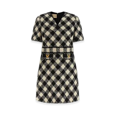 Valentino Garavani Women's Damier Tweed Dress "White/Black"