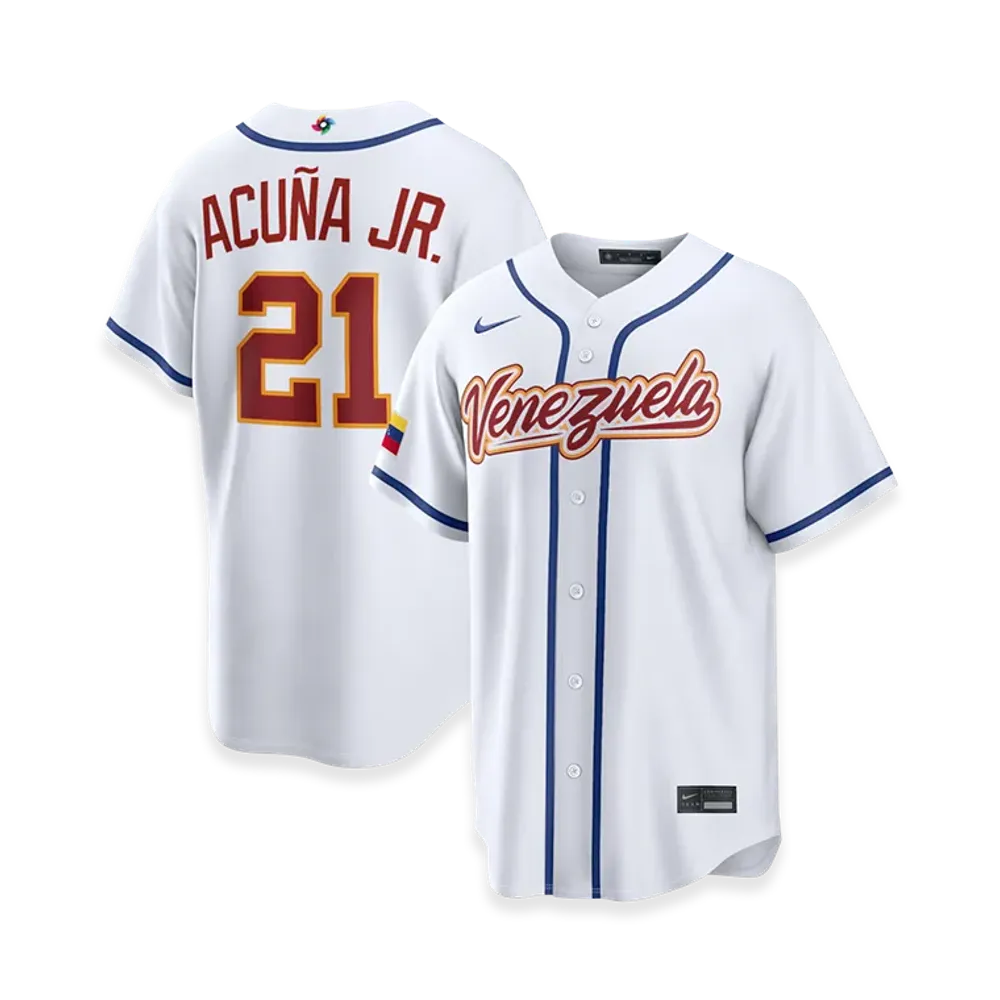 Nike 2026WBC World Baseball Classic Ronald Acuña Jr. Venezuela Baseball Home Stadium Jersey "White"