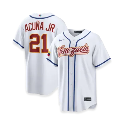 Nike 2026WBC World Baseball Classic Ronald Acuña Jr. Venezuela Baseball Home Stadium Jersey "White"