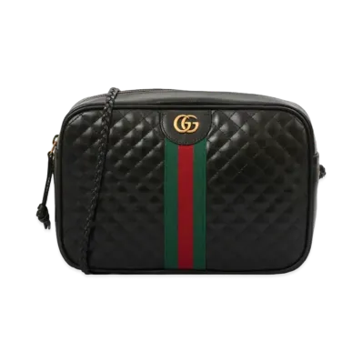 GUCCI Sherry Line Quilted GG Shoulder Bag ”Black”