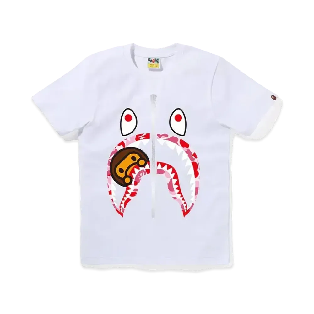 A BATHING APE ABC Camo Milo Shark Tee "White/Pink"