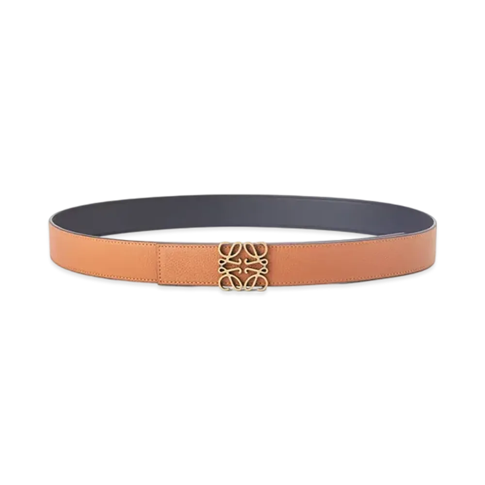 LOEWE Reversible Anagram Belt "Tan/Black/Old Gold"