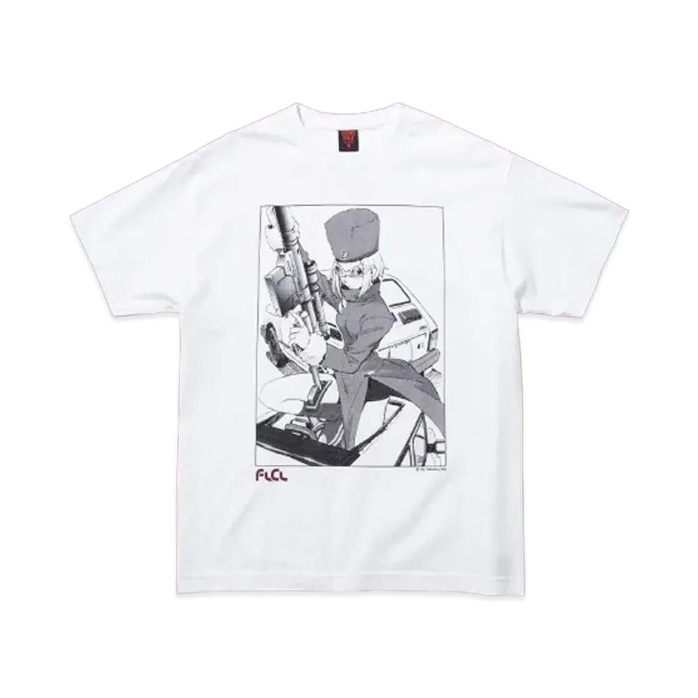 Geeks Rule Silkscreen Printing x FLCL T-Shirt (Kitsurubami) "White"