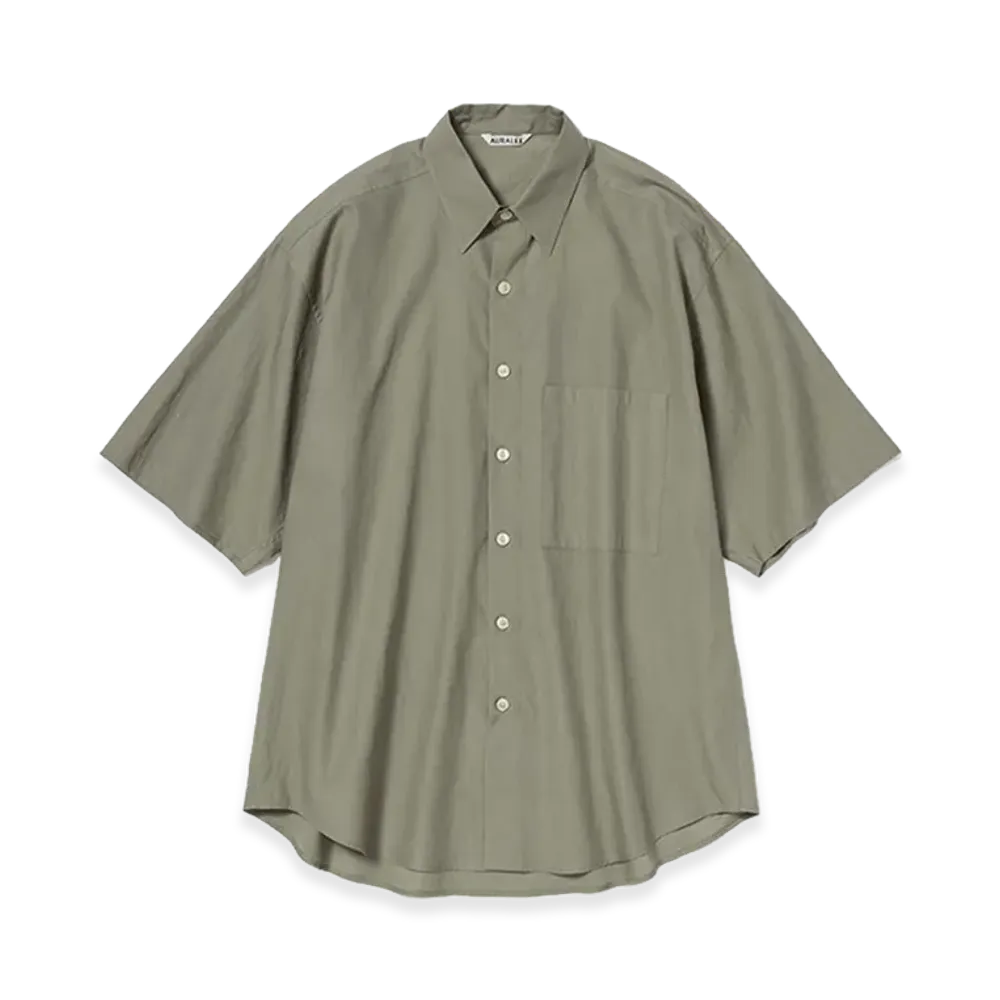 AURALEE Washed Finx Twill Big Half Sleeved Shirt "Olive"