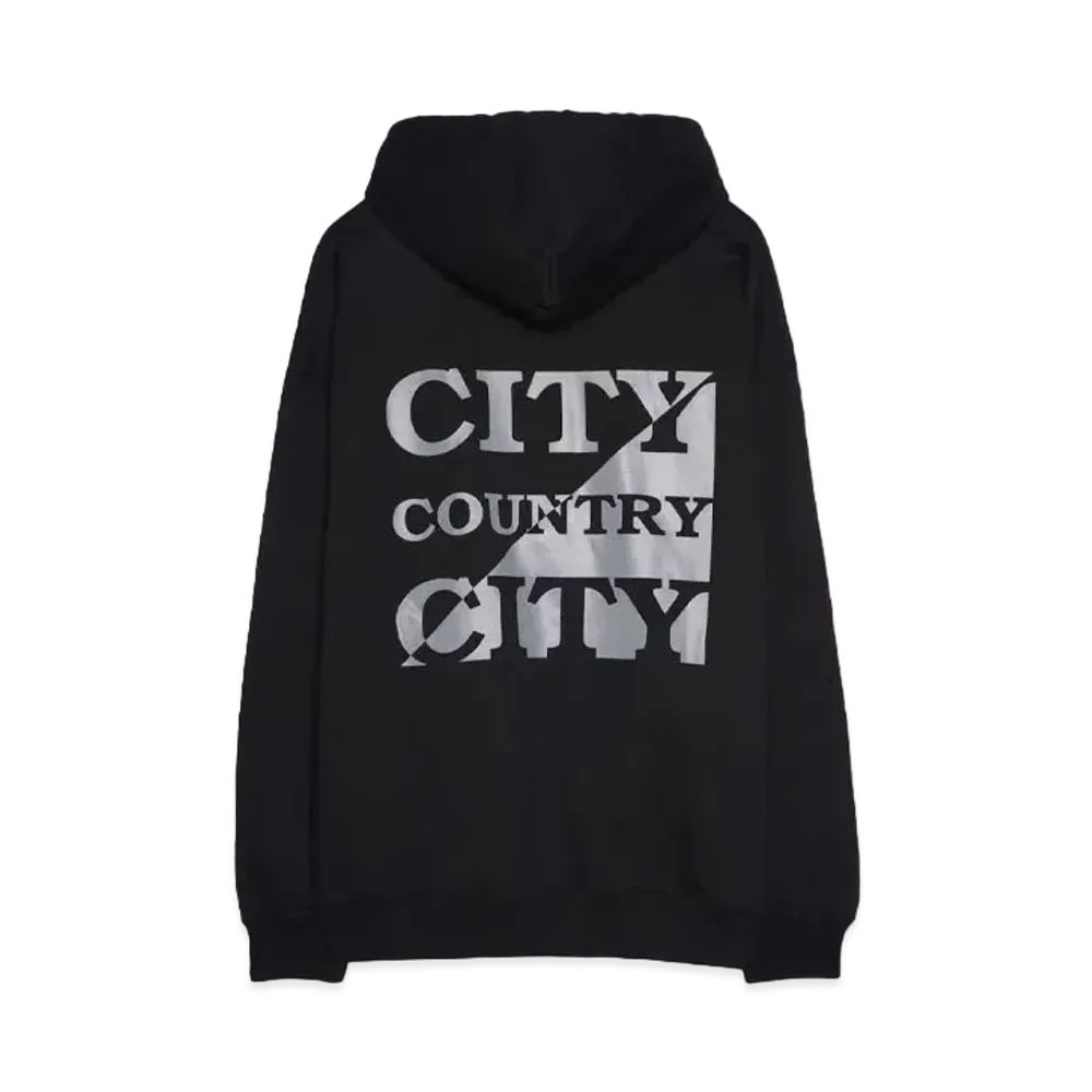 CITY COUNTRY CITY ZIP UP COTTON HOODIE "BLACK"