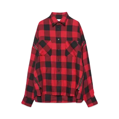 FACETASM BUFFALO CHECK ZIP SHIRT "RED CHECK"