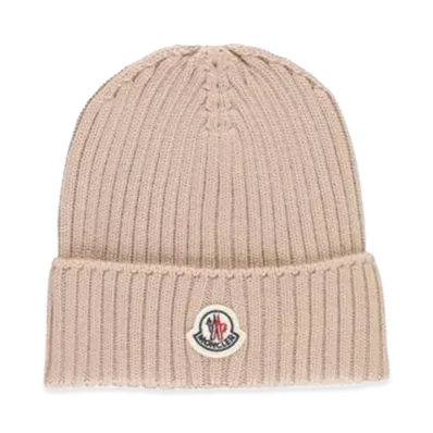 MONCLER Kids Logo Beanie Hat "Beige"