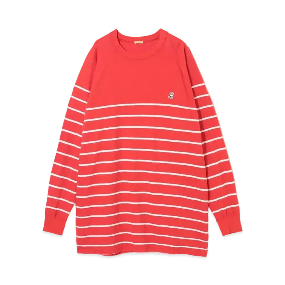 UNDERCOVER Cotton Arrangement Border Long T-Shirt "Red"