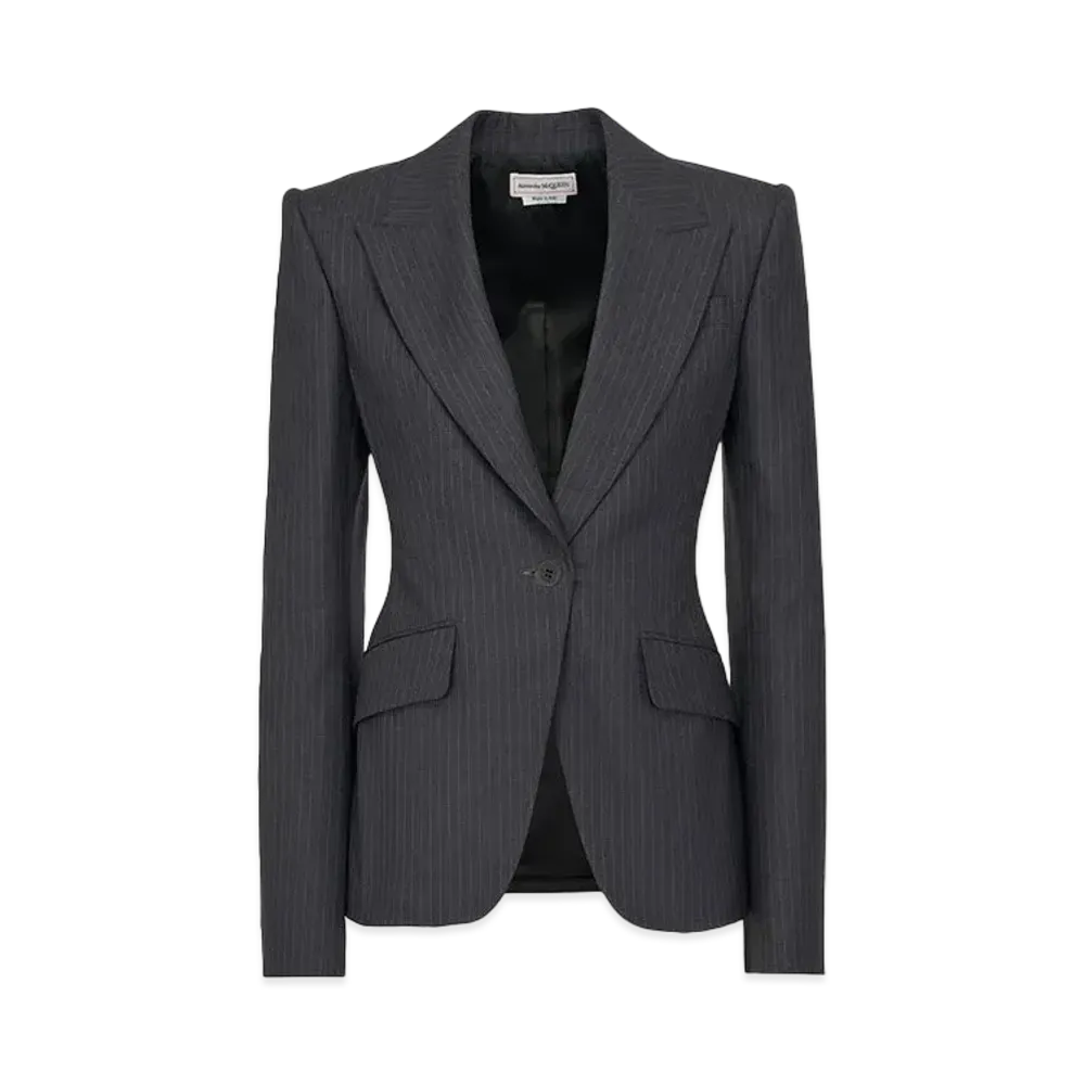 Alexander McQUEEN Pinstripe Single-Breasted Jacket "Gray"