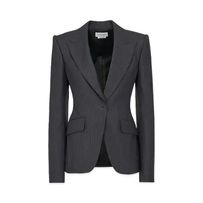 Alexander McQUEEN Pinstripe Single-Breasted Jacket "Gray"