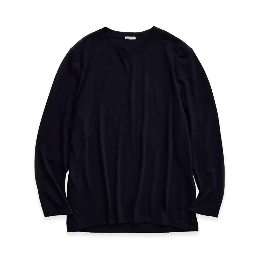 NICENESS W.Crowe Jacket Sleeve Super 100's Wool Jersey T-Shirt "Navy"