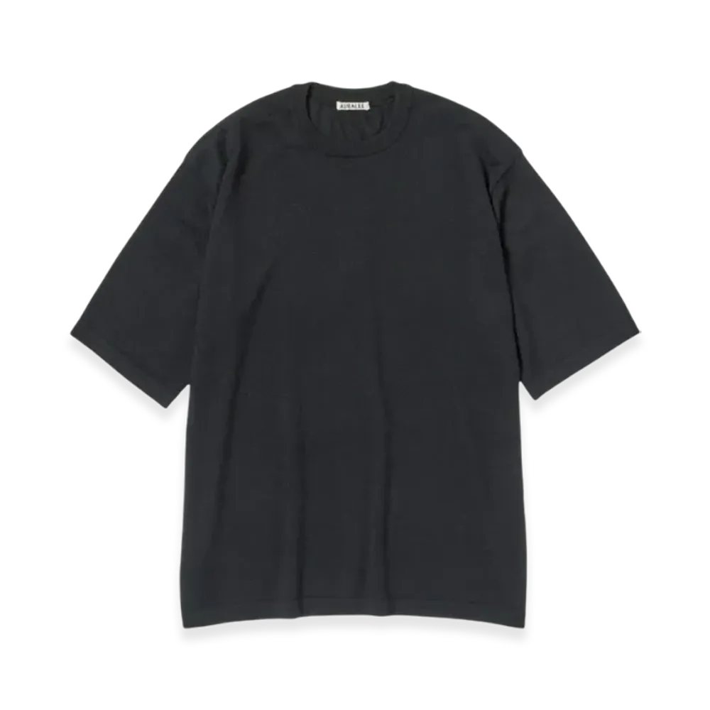 AURALEE Cashmere Hard Twist Knit T-Shirt "Black"