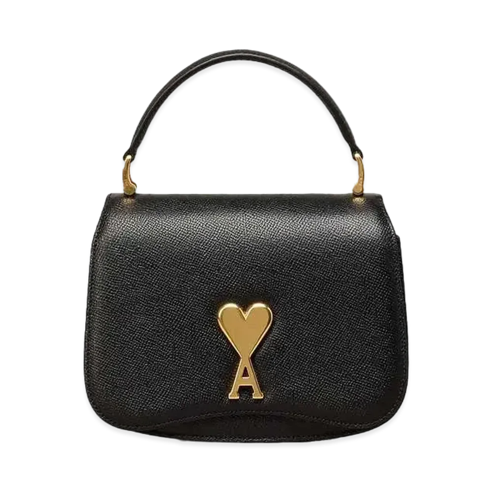 AMI PARIS Grained Leather Top Handle Bag "Black"
