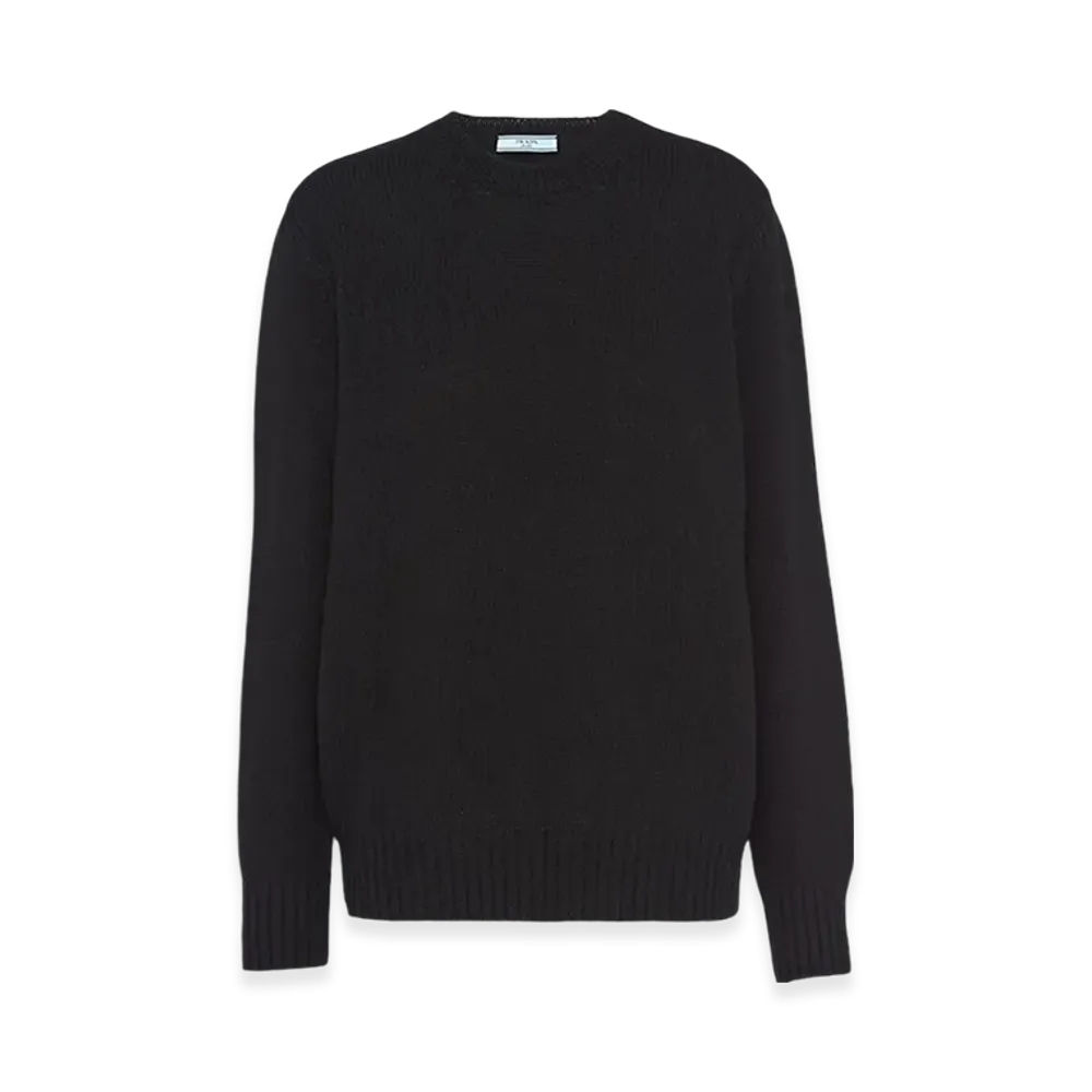 PRADA Women's Wool Cashmere Crew-Neck Sweater "Black"