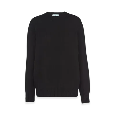 PRADA Women's Wool Cashmere Crew-Neck Sweater "Black"