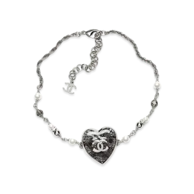 CHANEL Choker Metal, Lace, Resin, Glass Pearls & Strass "Silver/Black/Gray/Pearly White/Crystal"