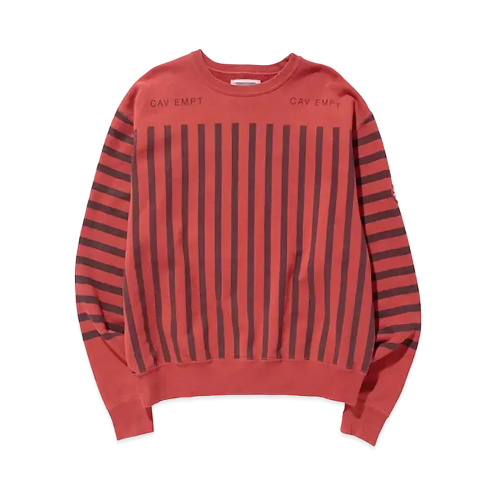 Cav Empt (C.E) STRIPE PRINT CREW NECK "Red"