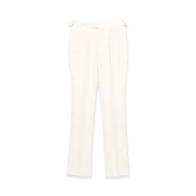 BEAMS Cotton Linen 2 Pleat Side Adjuster Slacks "White"