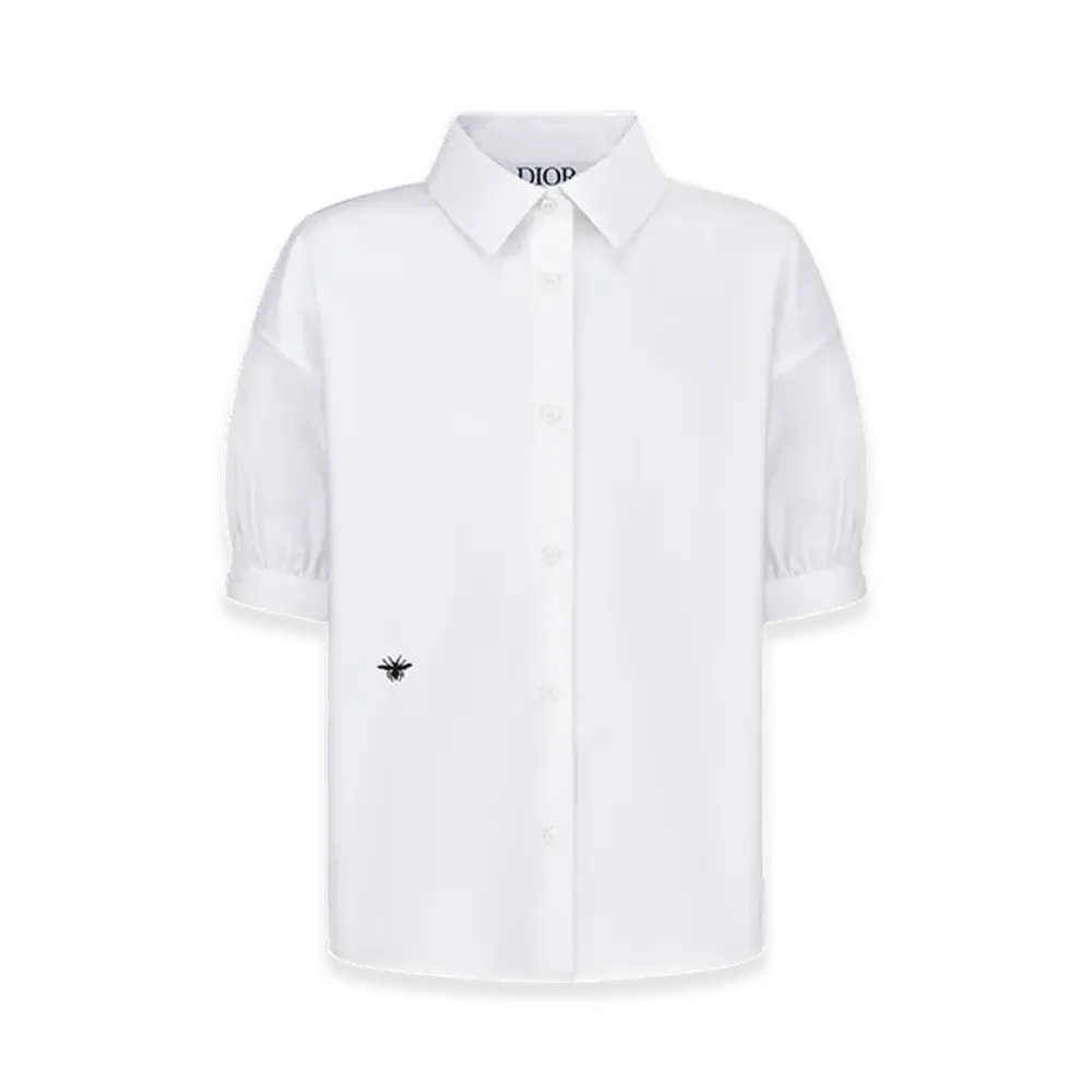 Dior Kids Cotton Poplin Short Sleeved Shirt "White"