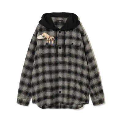 UNDERCOVER Cotton/Polyester Flannel Shirt "Brown CK"