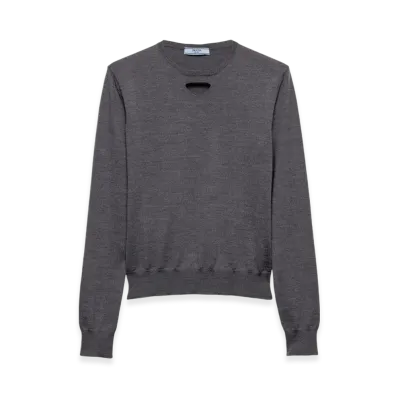 PRADA Women's Wool Crew-Neck Sweater "Grey"