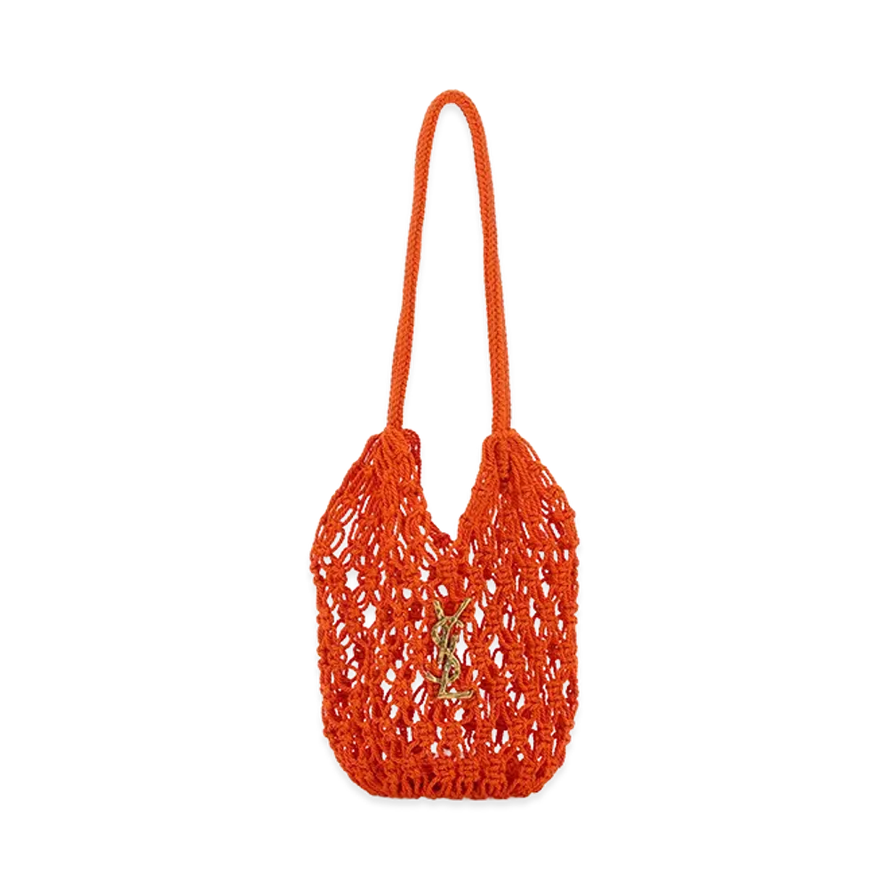 Saint Laurent Women's Crochet Bucket Bag "Orange"
