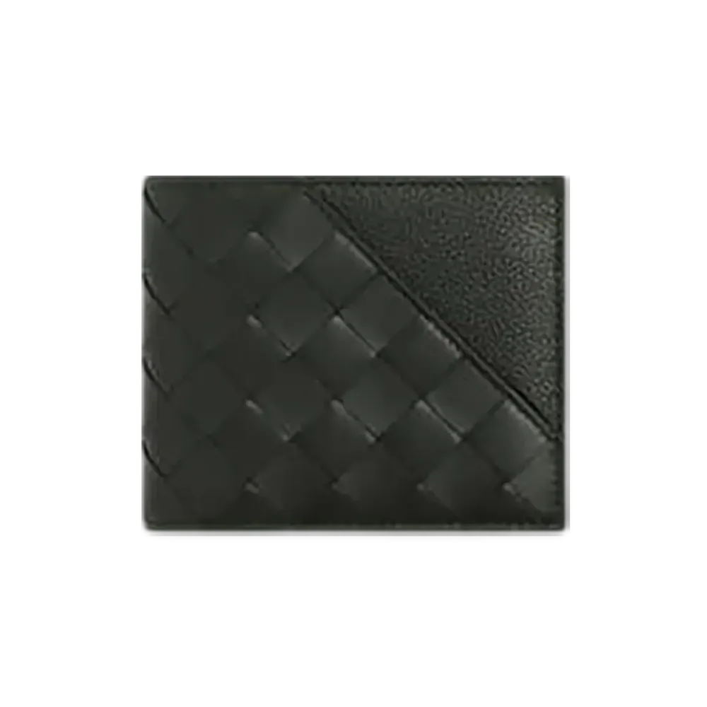 Bottega Veneta Intrecciato Diagonal Bi-Fold Wallet With Coin Purse "Dark Green"