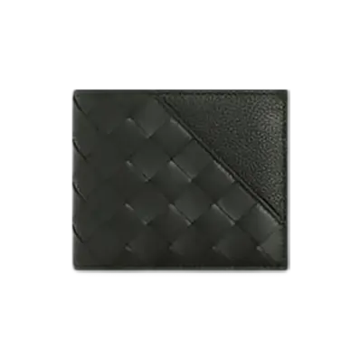 Bottega Veneta Intrecciato Diagonal Bi-Fold Wallet With Coin Purse "Dark Green"