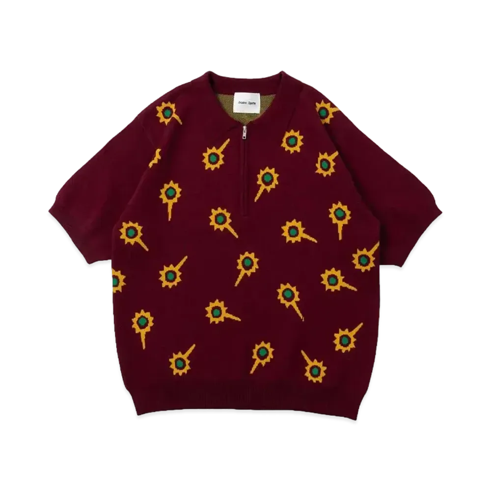 Student Apathy half zip knit polo "Purple"