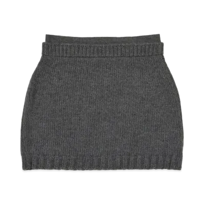 AURALEE Wool Soft Cord Knit Mini Skirt "Top Charcoal"