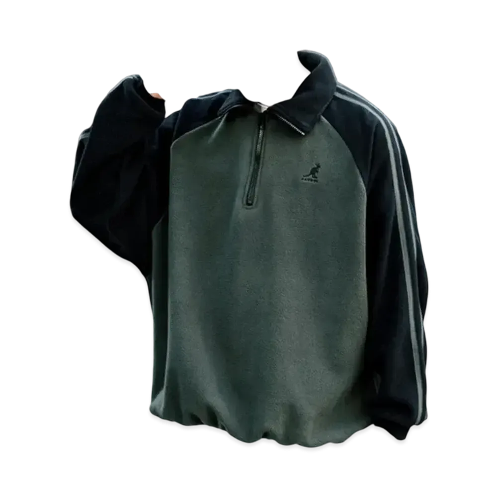KANGOL Rocky Monroe Exclusive Micro Fleece Half Zip Sweatshirt "Charcoal"