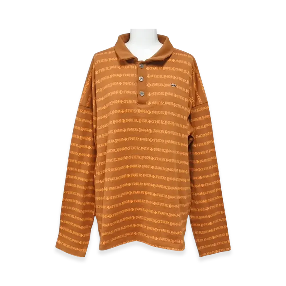 Chrome Hearts Matty Boy PPO Y Not Stripe L/S Polo "Brown"