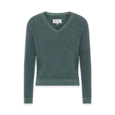 Maison Margiela Wool Blend V-Neck Sweater "Green"