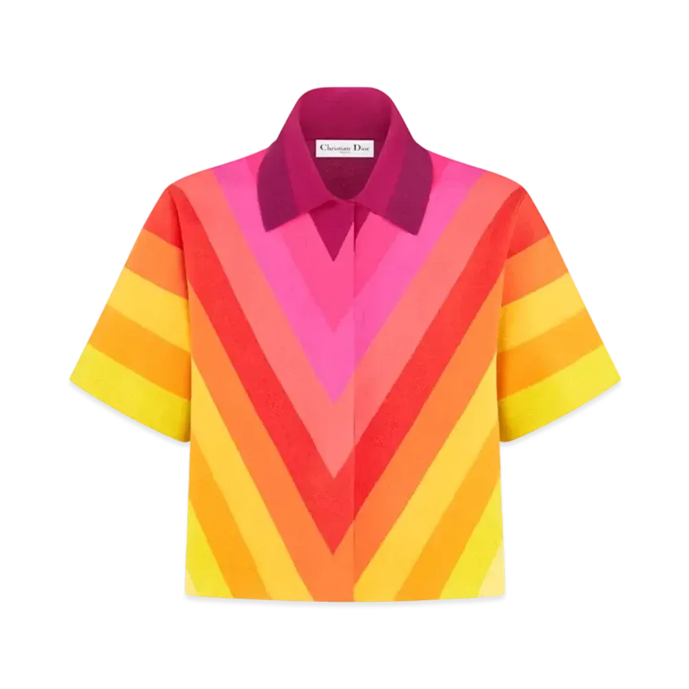 Dior Miss Dior Short-Sleeved Jacket Multicolor Technical Knit with Dior Bayadere Motif "Colorful"