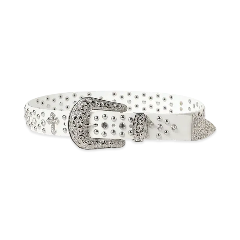BEAMS FUTURE ARCHIVE Rhine Stone Belt "White"