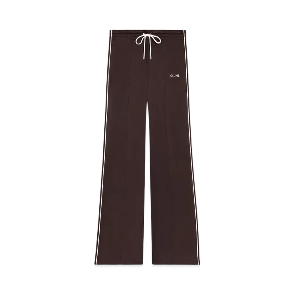 CELINE Vintage Tracksuit Pants In Double Jersey "Dark Brown/Ecru"