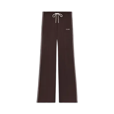 CELINE Vintage Tracksuit Pants In Double Jersey "Dark Brown/Ecru"