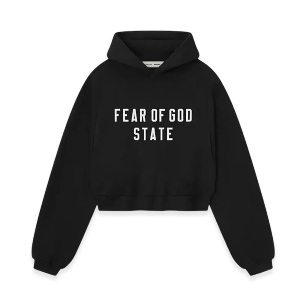 FEAR OF GOD ESSENTIALS Women's Modern Fleece Raglan Hoodie "Jet Black"