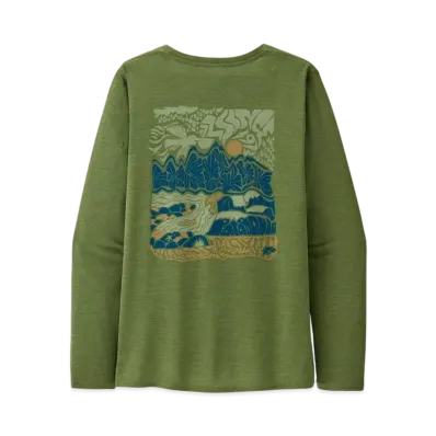 Patagonia Women's Longsleep Capilene Cool Daily Graphic Shirt "Terrain Green"